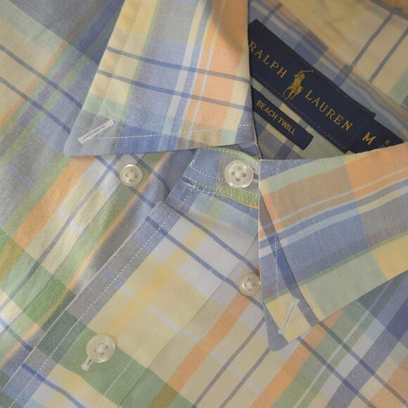 Ralph Lauren Other - Polo Ralph Lauren Green Beach Twill Plaid Shirt Mens M Short Sleeve Button Down